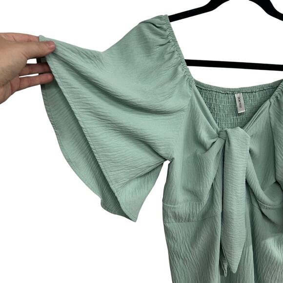 Romantic‎ flutter sleeve midi dress Dokotoo sage green XL - Picture 2 of 8